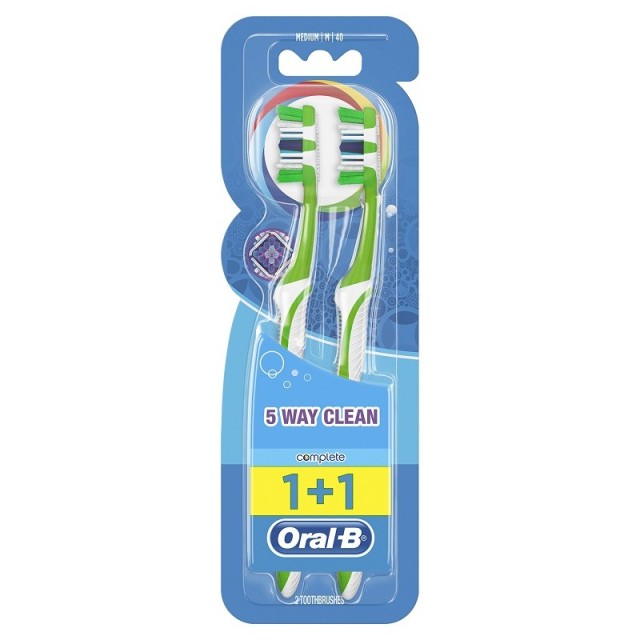 Oral-B Complete Clean 5 Way 1+1 Medium Οδοντόβουρτσα, Πράσινη - Πράσινη