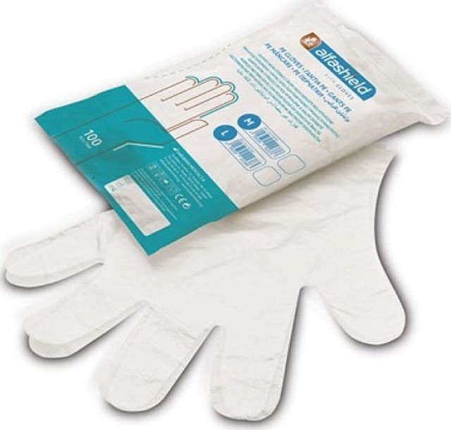 Alfashield Alfa Gloves Γάντια Από Πολυαιθυλένιο Υψηλής Πυκνότητας Μέγεθος Medium 100 Τεμάχια