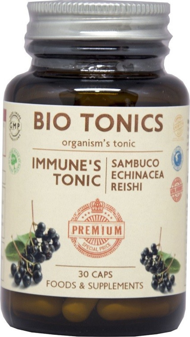 Bio Tonics Immunes Tonic Φυσικό Συμπλήρωμα Διατροφής με Σαμπούκο Ρέϊσι & Εχινάκεια 30caps