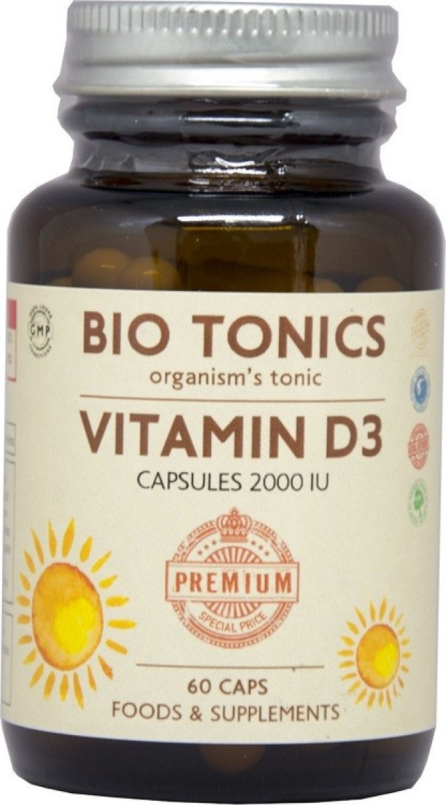 Bio Tonics Vitamin D3 Φυσικό Συμπλήρωμα Διατροφής με Βιταμίνη D3 2000IU 60caps