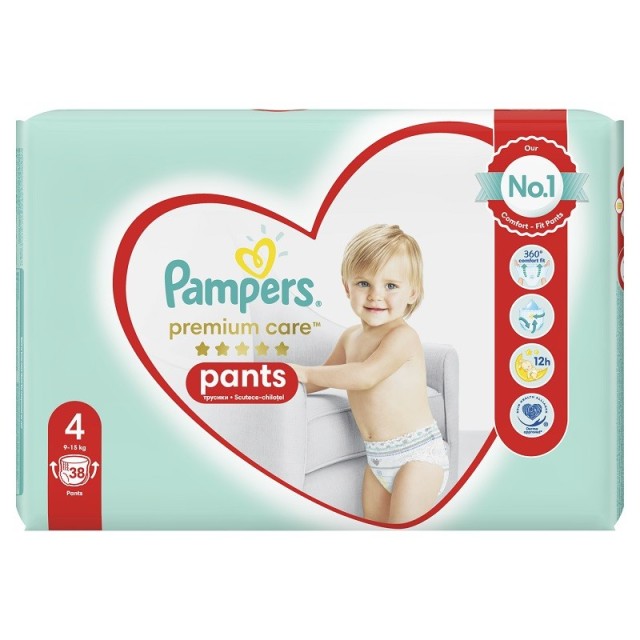 Pampers Premium Care Pants No 4 (9-15Kg) Βρεφικές Πάνες Βρακάκι 38τμχ