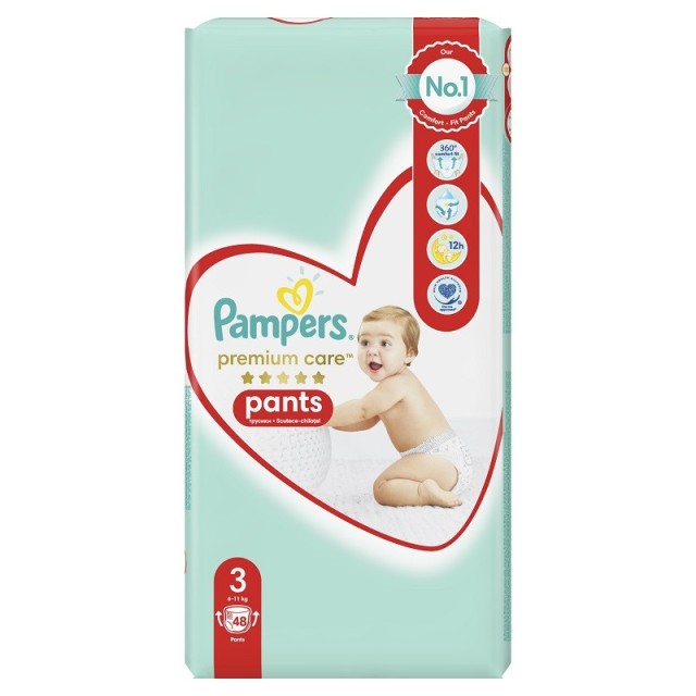 Pampers Premium Care Pants No 3 (6-11Kg) Βρεφικές Πάνες Βρακάκι 48τμχ