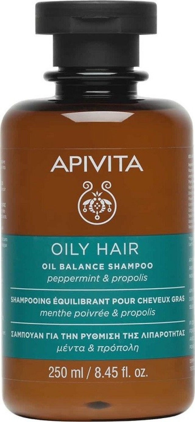 Apivita Oil Balance Shampoo Σαμπουάν για την Ρύθμιση της Λιπαρότητας με Μέντα & Πρόπολη 250ml