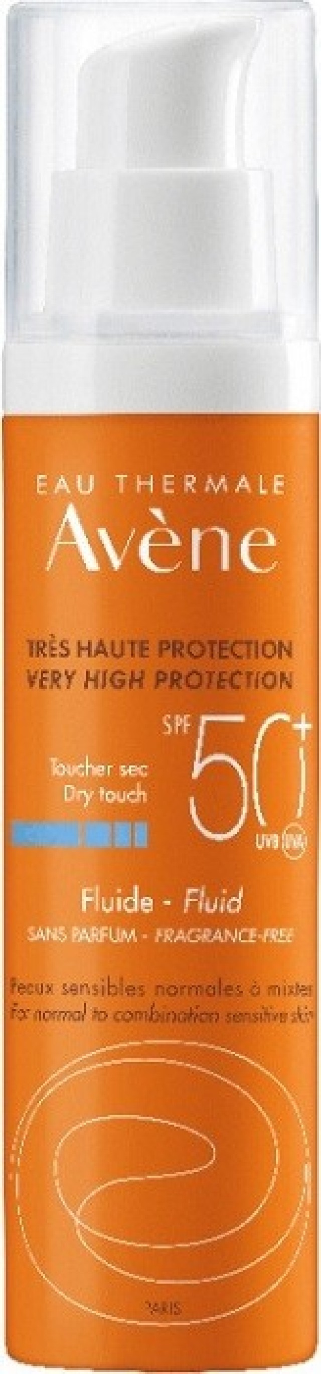 Avene Sun Solaire Dry Touch Fluid SPF50+ - Αντιηλιακή Κρέμα Προσώπου, 50ml