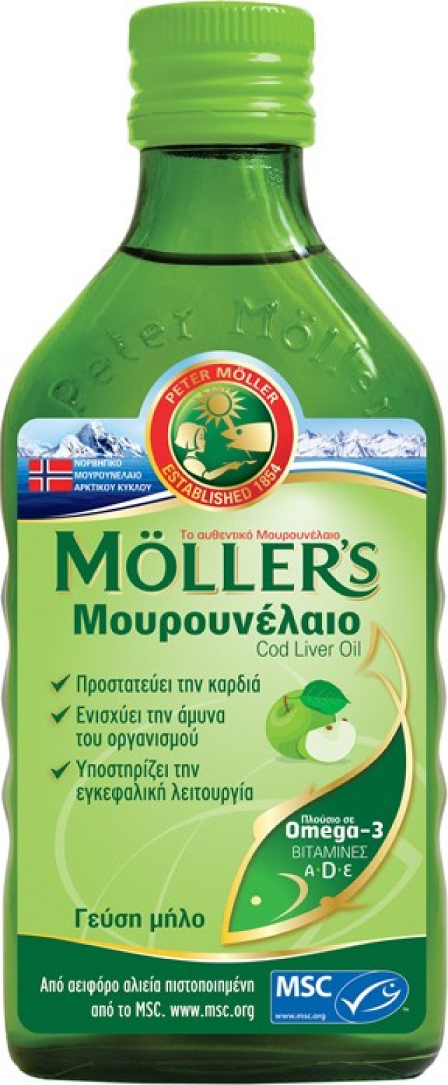 Mollers Cod Liver Oil Υγρό Μουρουνέλαιο με Γεύση Μήλο 250ml