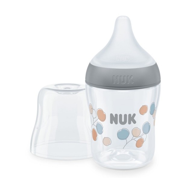 NUK Perfect Match Πλαστικό Μπιμπερό με Θηλή Σιλικόνης Κατά των Κολικών με Έλεγχο Θερμοκρασίας από 0+ μηνών Γκρι 150ml