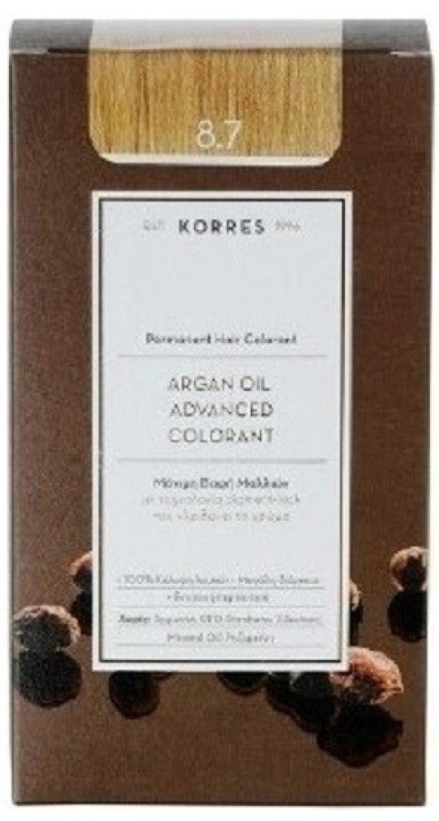 Korres Argan Oil Μόνιμη Βαφή 8.7 Καραμέλα 50ml