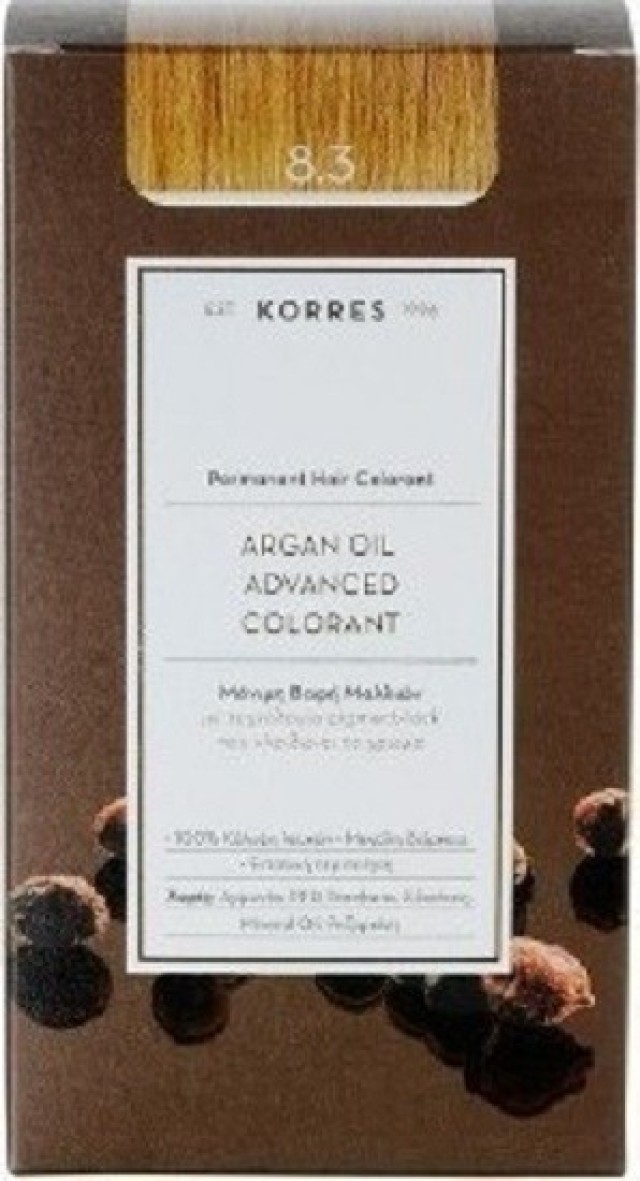 Korres Argan Oil Μόνιμη Βαφή 8.3 Ξανθό Ανοιχτό Μελί 50ml