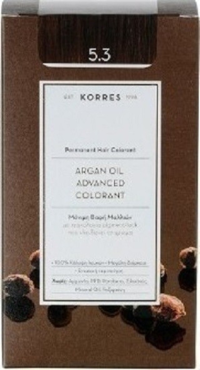 Korres Argan Oil Μόνιμη Βαφή 5.3 Καστανό Ανοιχτό Μελί 50ml