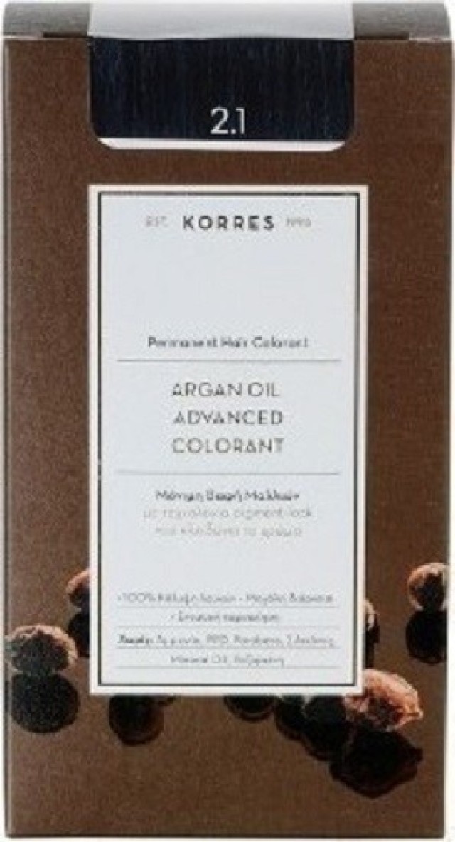 Korres Argan Oil Μόνιμη Βαφή 2.1 Μαύρο Μπλέ 50ml