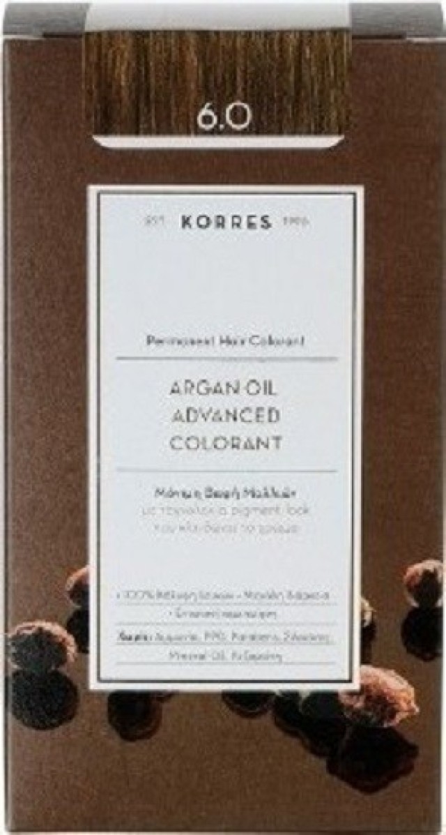 Korres Argan Oil Μόνιμη Βαφή 6.0 Ξανθό Σκούρο Φυσικό 50ml