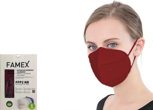 Famex Mask FFP2 NR Μάσκα Προστασίας Μπορντό 10τμχ