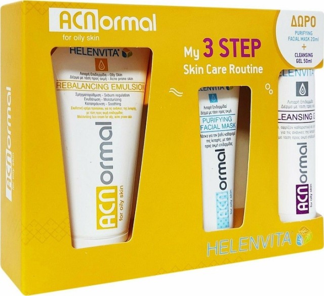 Helenvita Promo Acnormal Rebalancing Emulsion 60ml & Purifying Facial Mask 20ml & Cleansing Gel 50ml