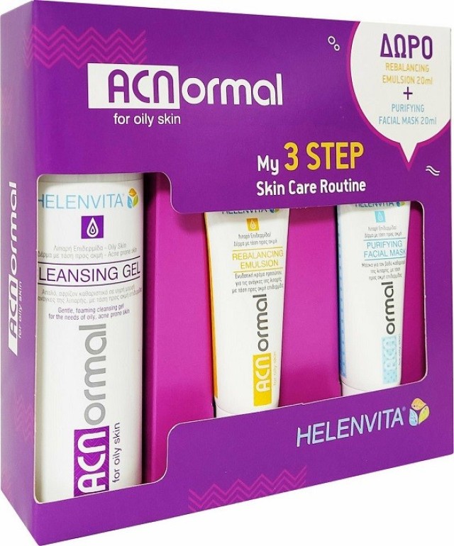 Helenvita Promo Acnormal Cleansing Gel 200ml & Rebalancing Emulsion 20ml & Purifying Facial Mask 20ml