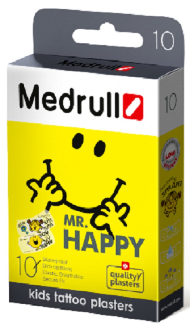 Medrull Mr. Happy Kids Tattoo Plasters Αδιάβροχα Αυτοκόλλητα Επιθέματα 10τμχ