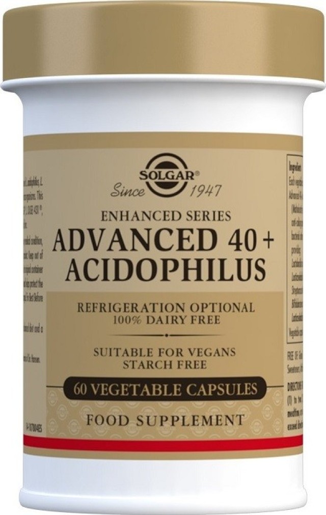 Solgar Acidophilus 40+ Advanced Προβιοτική Φόρμουλα 60Veg. Caps
