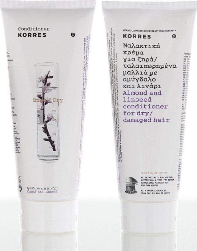 Korres Conditioner με Αμύγδαλο & Λινάρι για Ξηρά/Αφυδατωμένα Μαλλιά 200ml