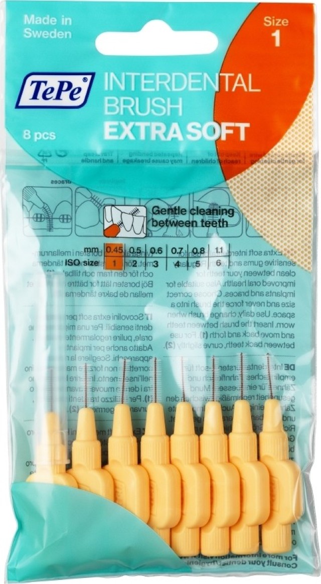 TePe Extra Soft Μεσοδόντια Βουρτσάκια 0.45mm Πορτοκαλί 8τμχ