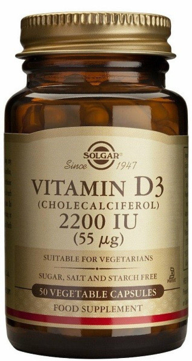 Solgar Συμπλήρωμα Διατροφής Vitamin D3 2200IU 50Veg. Caps