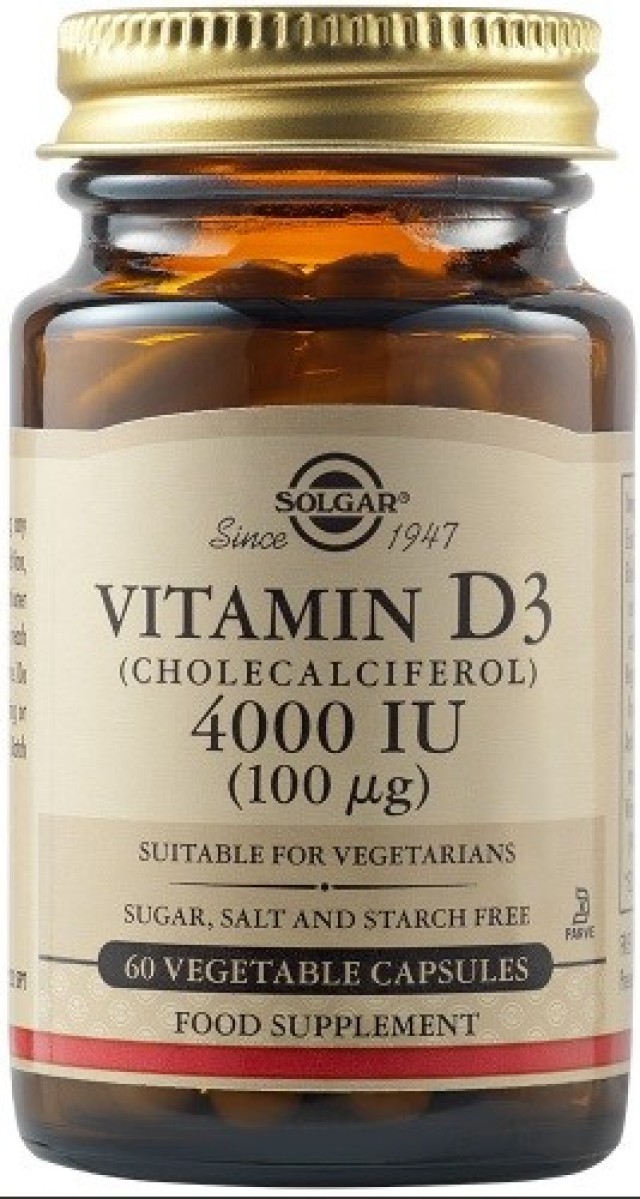 Solgar Συμπλήρωμα Διατροφής Vitamin D3 4000IU 60Veg. Caps