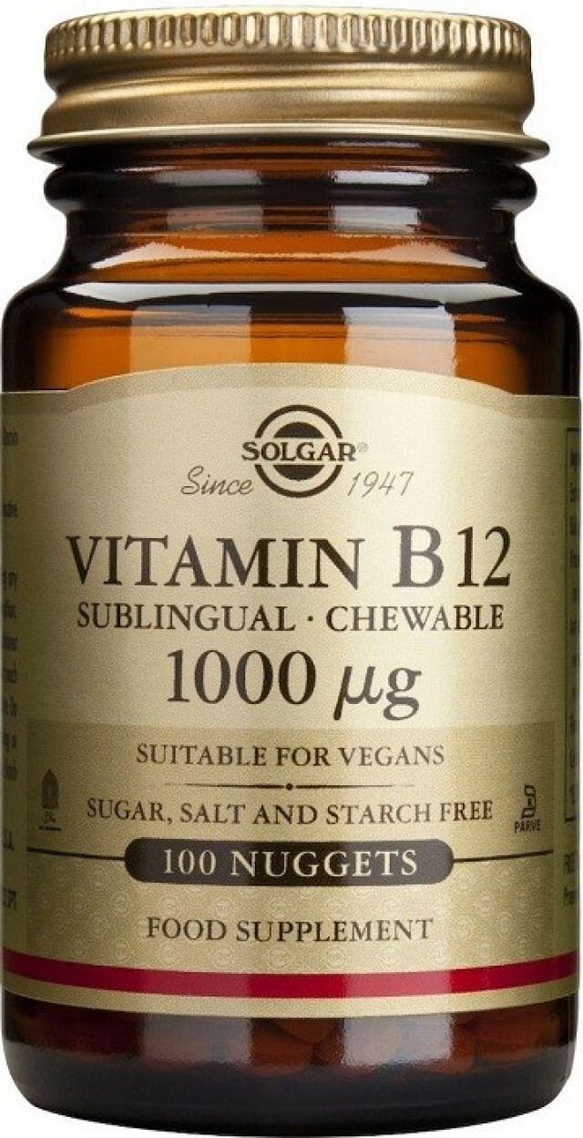 Solgar Vitamin B12 1000mg Συμπλήρωμα Διατροφής 100Nuggets