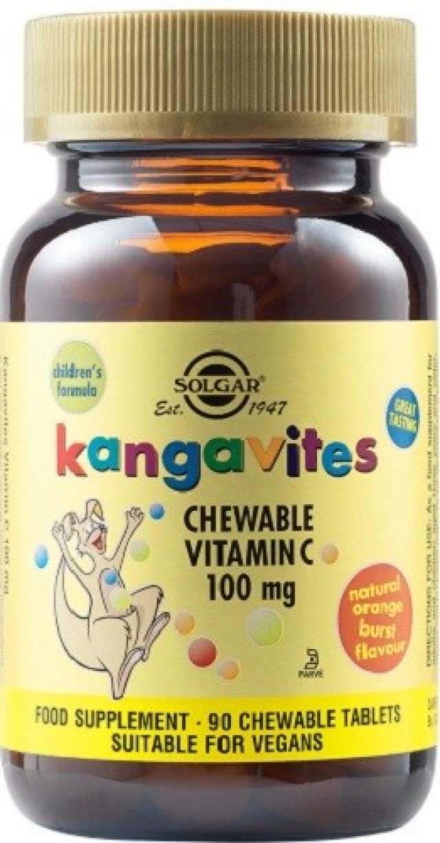 Solgar Kangavites Vitamin C Βιταμίνη C για Παιδιά 3+ ετών 100mg 90Chew. Tabs
