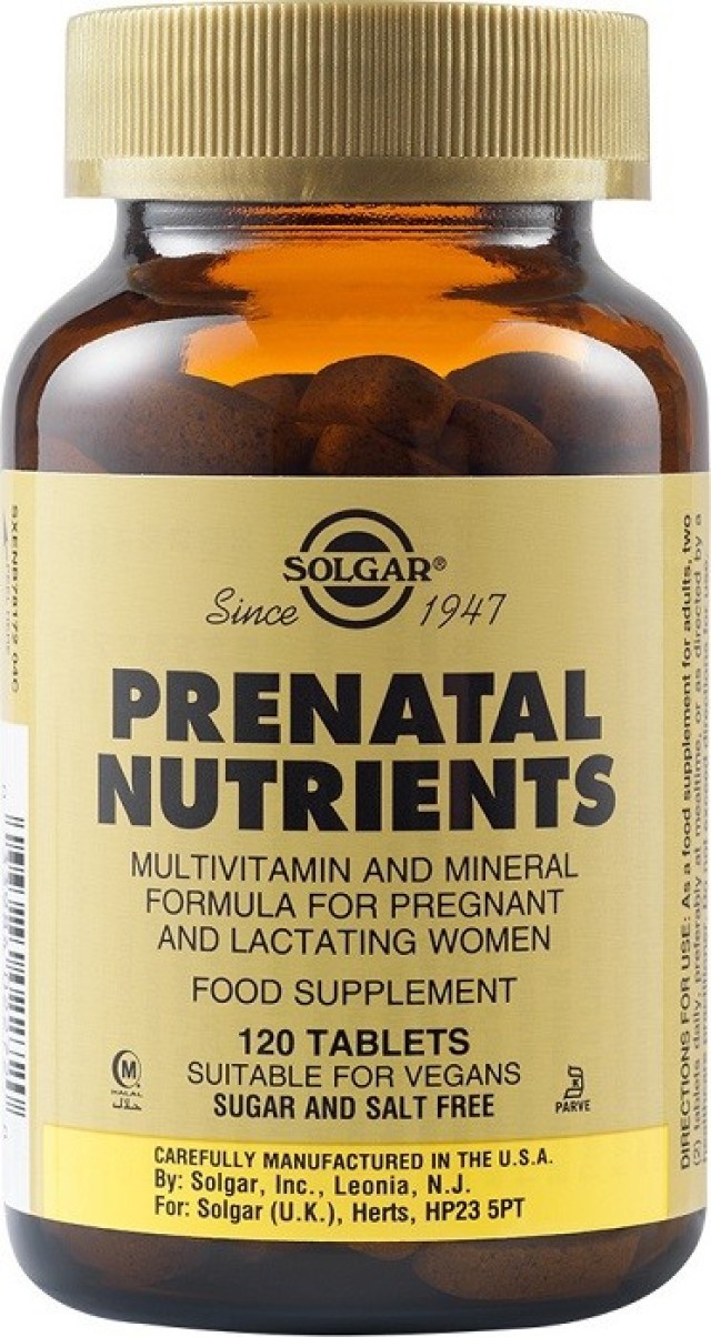 Solgar Prenatal Nutrients Πολυβιταμίνες & Πολυμέταλλα για Έγκυες & Θηλάζουσες 120Tabs