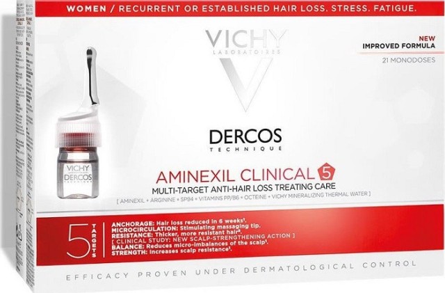 Vichy Promo Dercos Animexil Clinical 5 Women Αγωγή Κατά της Τριχόπτωσης 21x6ml monodoses