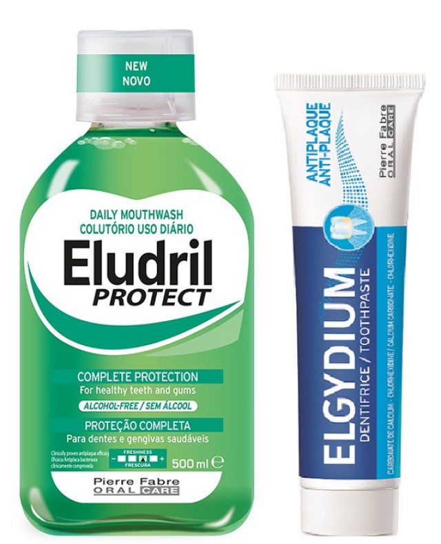 Elgydium Eludril Protect Daily Mouthwash Στοματικό Διάλυμα 500ml & Elgydium Anti-Plaque Οδοντόπαστα 75ml, -50% στο 2ο Προϊόν