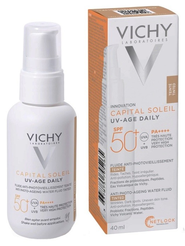 Vichy Capital Soleil UV-Age Daily Tinted spf50+ Λεπτόρευστο Αντηλιακό Κατά της Φωτογήρανσης με Χρώμα 40ml
