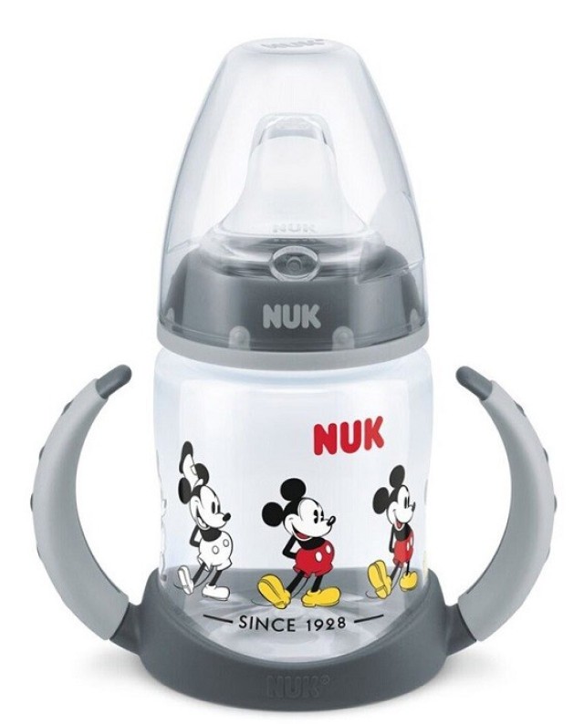 Nuk First Choice Learner Bottle Disney Εκπαιδευτικό Μπιμπερό με Δείκτη Ελέγχου Θερμοκρασίας Γκρι Mickey 6-18m 150ml