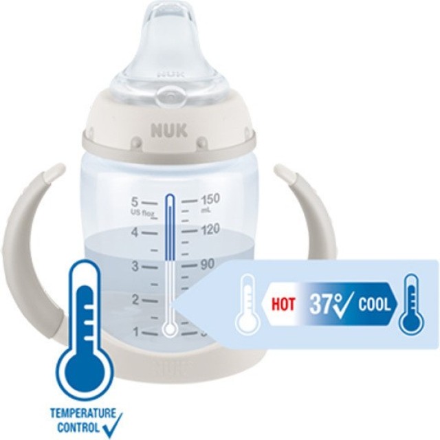Nuk First Choice Learner Bottle Disney Εκπαιδευτικό Μπιμπερό με Δείκτη Ελέγχου Θερμοκρασίας Γκρι Mickey 6-18m 150ml