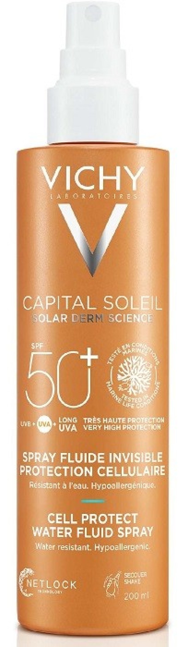 Vichy Capital Soleil Cell Protect Water Fluid Spray spf50+ Αντηλιακό Spray Πολλαπλής Χρήσης 200ml
