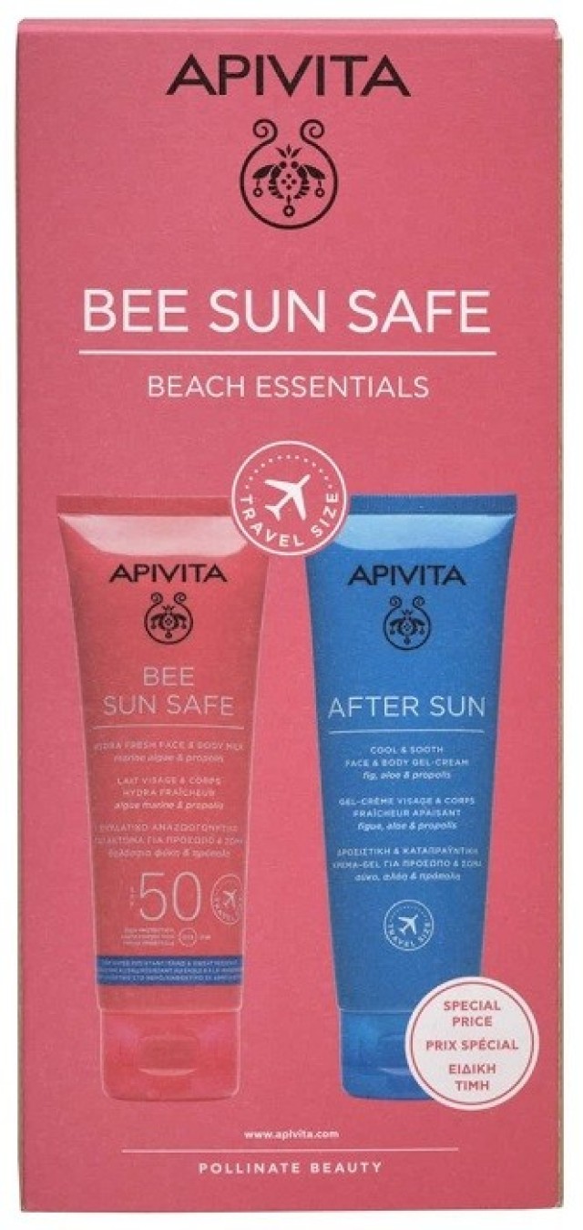 Apivita Bee Sun Safe Beach Essentials με Αντηλιακό Γαλάκτωμα για Πρόσωπο και Σώμα spf50 100ml & After Sun 100ml