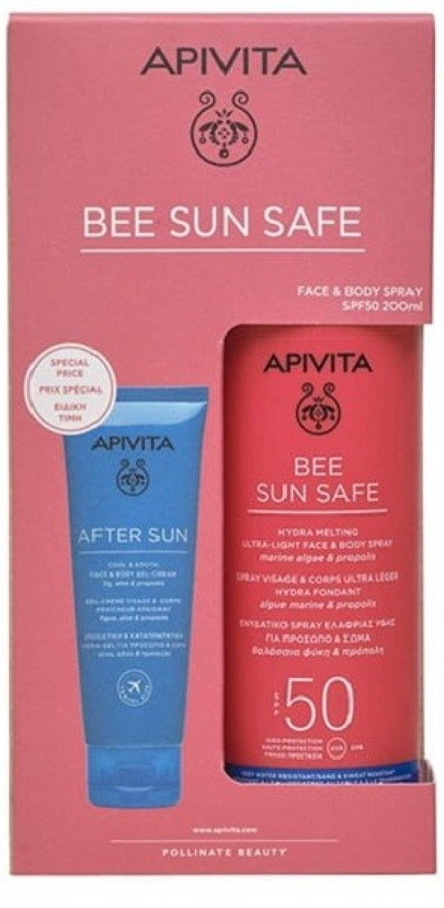 Apivita Bee Sun Safe Ultra Light Face & Body Spray spf50 200ml & After Sun 100ml