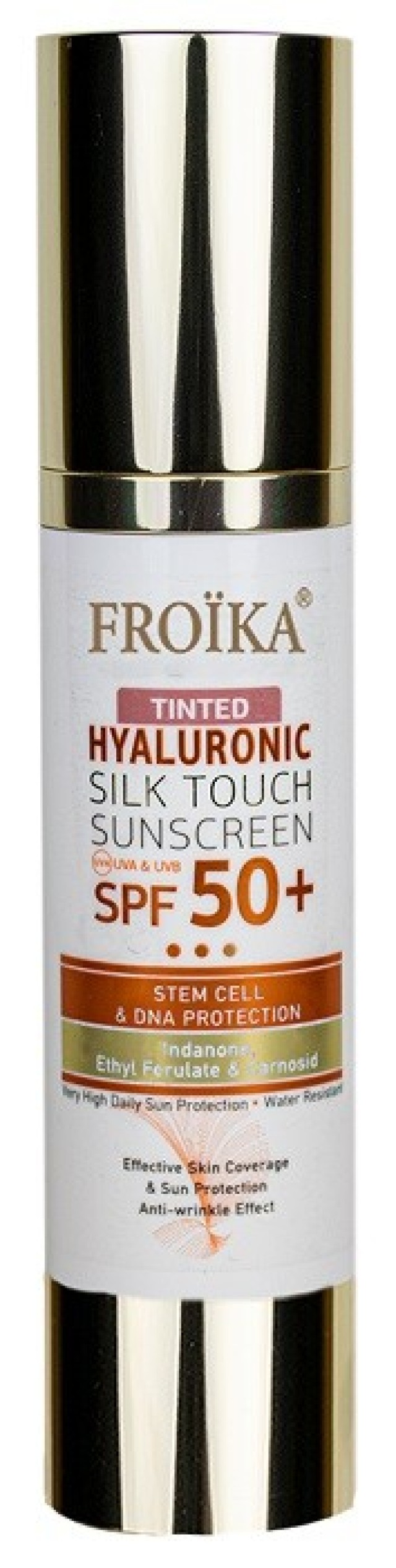Froika Hyaluronic Silk Touch Tinted spf50+ Έγχρωμο Καλυπτικό Αντιηλιακό Πολύ Υψηλής Προστασίας 50ml