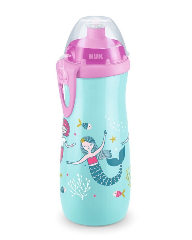 Nuk First Choice Sports Cup Παγουράκι Με Καπάκι Push-Pull Γοργόνες για 24m+ 450ml