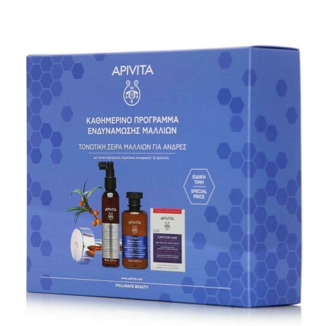 Apivita Promo Τονωτική Σειρά Μαλλιών για Άνδρες Mens Tonic Shampoo 250ml - Hair Loss Lotion 150ml - Caps for hair 30caps
