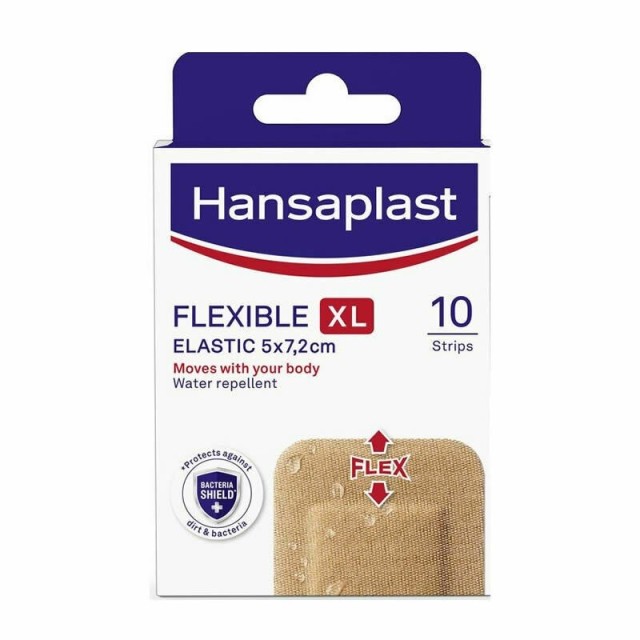 Hansaplast Flexible Strips XL Elastic 5x7,2cm Εύκαμπτα & Αδιάβροχα Επιθέματα 10τμχ