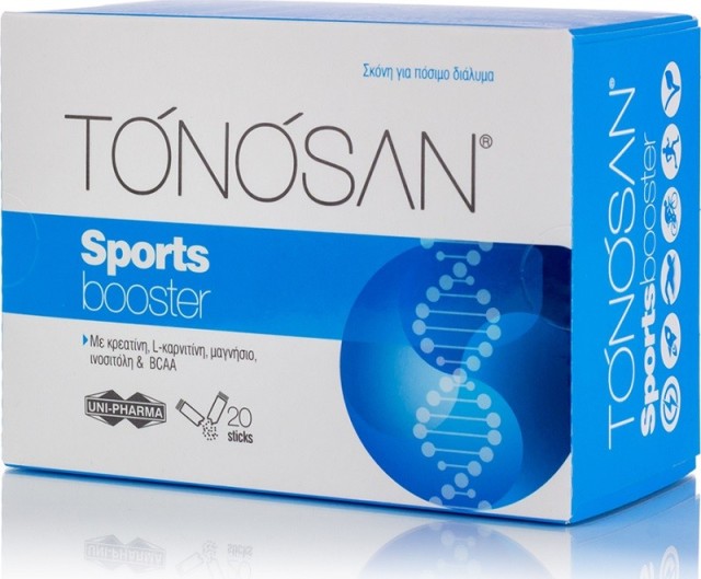 Uni-Pharma Tonosan Sports Booster Συμπλήρωμα Διατροφής Για Υψηλές Απαιτήσεις & Καταπόνηση Του Σώματος 20 φακελάκια