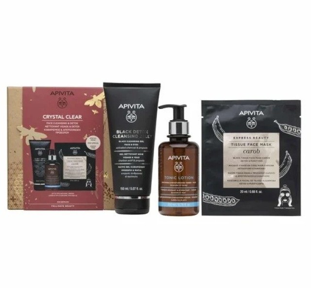 Apivita Promo Crystal Clear Black Detox Gel 150ml & Tonic Lotion 200ml & Express Beauty Carob Tissue Μάσκα 20ml