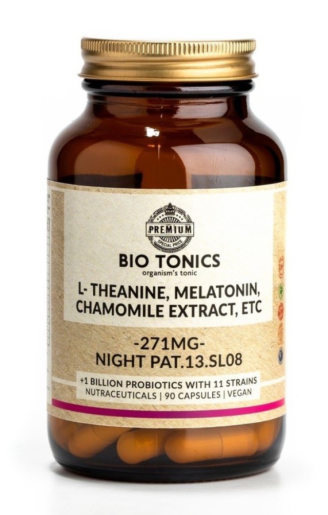 Bio Tonics L-theanine Melatonin Chamomile Extract Etc Για Την Χαλάρωση Και Ηρεμία Του Οργανισμού 271mg  90caps