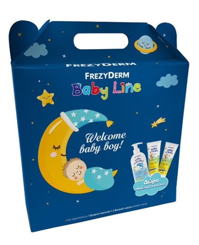 FrezyDerm Promo Baby Line Welcome Baby Boy Baby Shampoo 300ml, Baby Cream 2x175ml & Δώρο Μαξιλάρι Αγκαλιάς