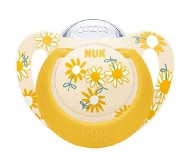 Nuk Star Πιπίλα Σιλικόνης Κίτρινο Λουλούδια 6-18m 1τμχ