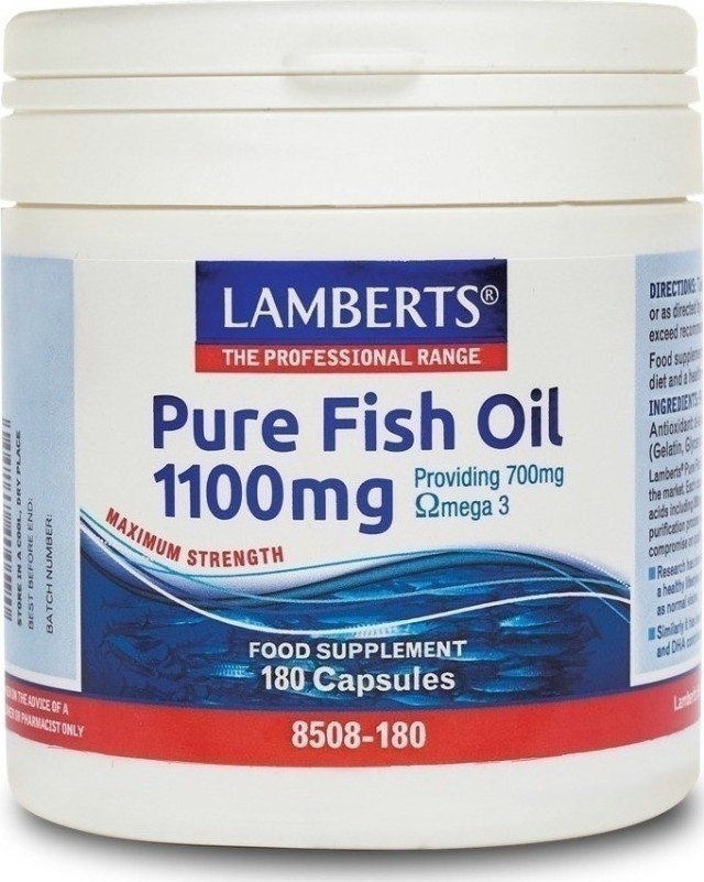 Lamberts Pure Fish Oil 1100mg Συμπλήρωμα Διατροφής με Ιχθυέλαιο 180Caps