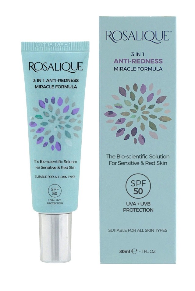 Mey Rosalique 3-in-1 Anti-Redness Miracle Formula SPF50 Κρέμα Κάλυψης Για Ευαίσθητα & Με Ερυθρότητα Δέρματα 30ml