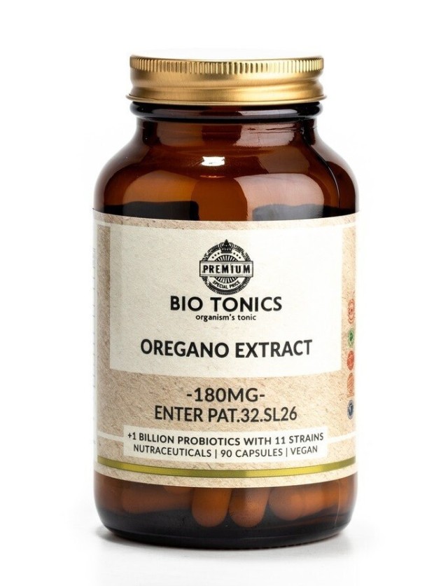 Bio Tonics Oregano Extracts Για Το Πεπτικό, Ανοσοποιητικό & Αναπνευστικό Σύστημα 180mg 90caps