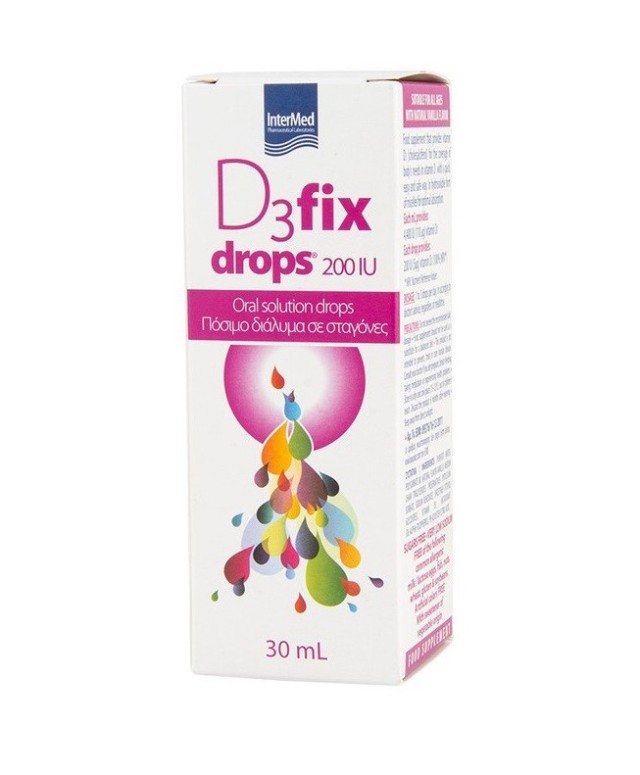 Intermed D3 Fix Drops 200IU Συμπλήρωμα Διατροφής Βιταμίνης D3 30ml