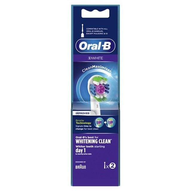 Oral B 3D White Clean Maximiser Ανταλλακτικές Κεφαλές Για Ηλεκτρική Οδοντόβουρτσα 2τμχ