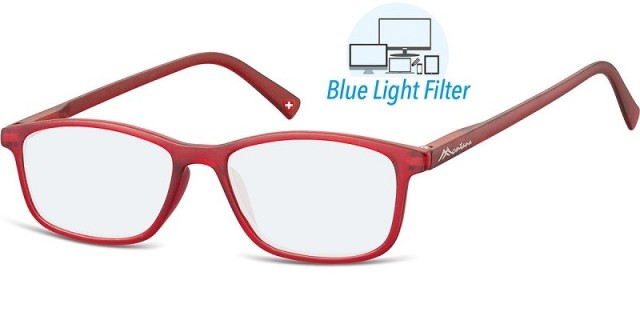 Montana Eyewear BLF51B Γυαλιά Διαβάσματος +3.50 Βαθμών με Φίλτρο Προστασίας από Οθόνες, Σκούρο Κόκκινο Ματ Χρώματος